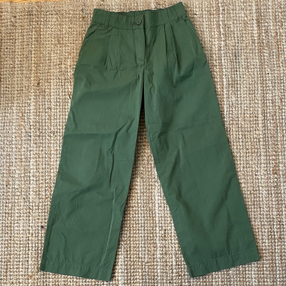 J Crew Crewcuts Girls Pleated Chino Pant in Green BS329 100% Cotton Size 12